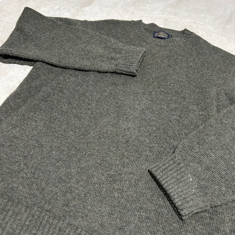 Pendleton Sweater Mens XL Grey Washable Wool Crew Neck